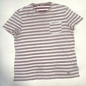 Burberry Stripe Crewneck large T-shirt in Purple and White Cotton